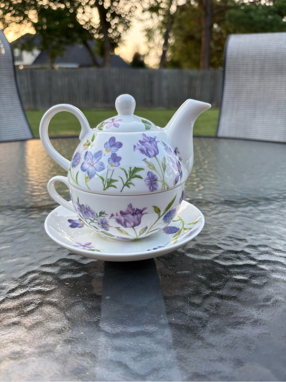 Gracie China by Stechcol featuring Purple Floral Porcelain Tea for One Set